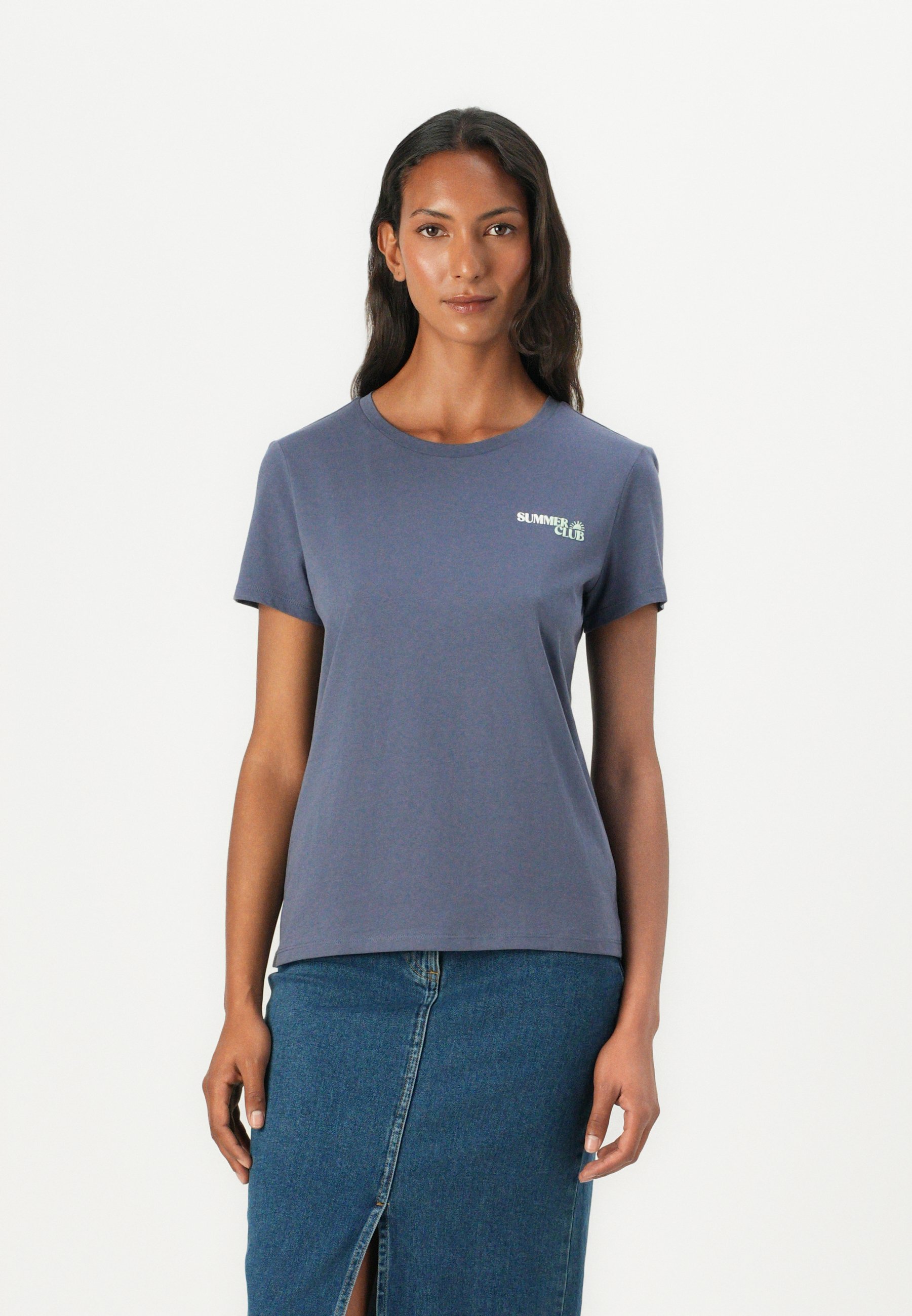 売れ筋商品|||トム テイラー デニム Tシャツ レディース トップス BASIC - Basic T-shirt - foggy ocean blue TOM TAILOR DENIM BASIC - T-Shirt basic - foggy ocean blue