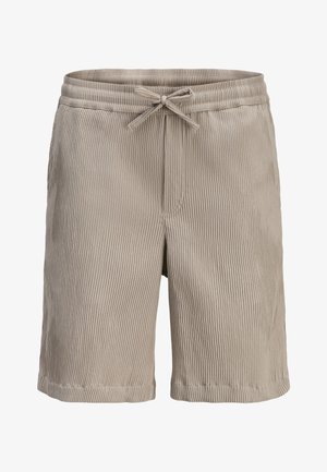 Bézs színű bordázott vászonnadrág rövidnadrág rugalmas derékpánttal és elöl megkötős zsinórral.