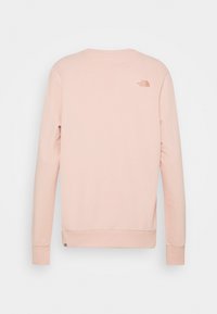 Sweat-shirt à manches longues rose clair à col rond avec petit logo « The North Face » en haut à droite dans le dos.
