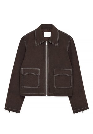 CONTRAST SEAM - Bunda z nepravej kože - brown