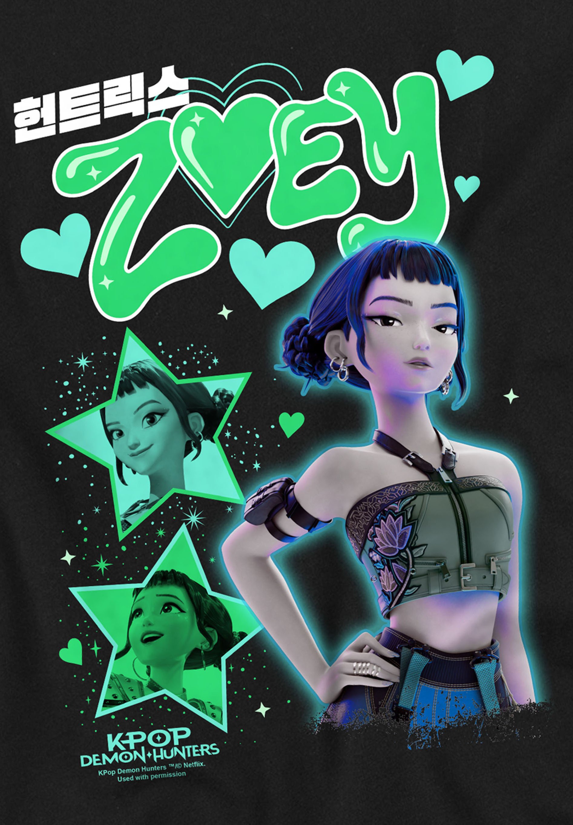 NETFLIX KPOP DEMON HUNTERS HUNTRIX ZOEY POPSTAR - Print T-shirt