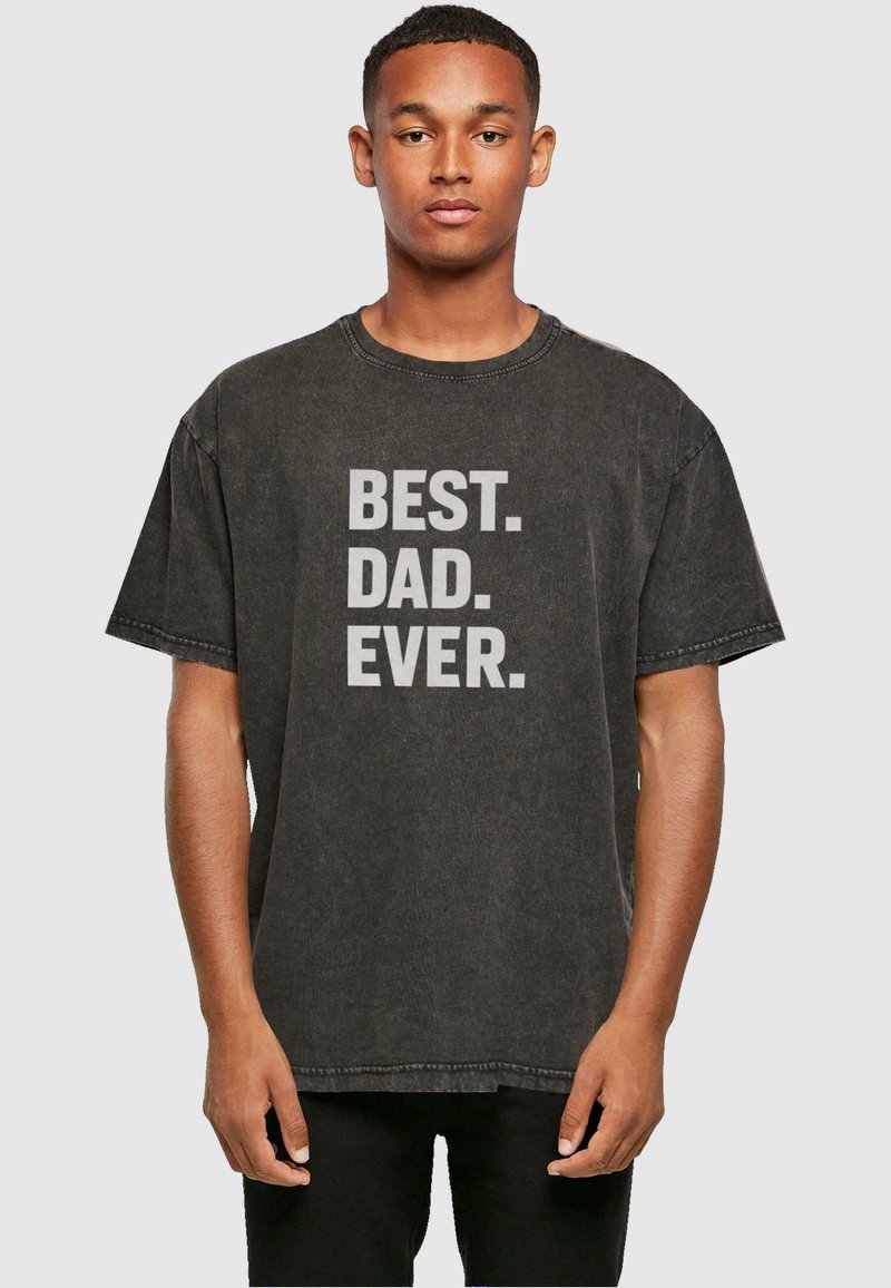 Merchcode FATHERS DAY - BEST DAD EVER ACID WASHED HEAVY O - T-shirt print - black