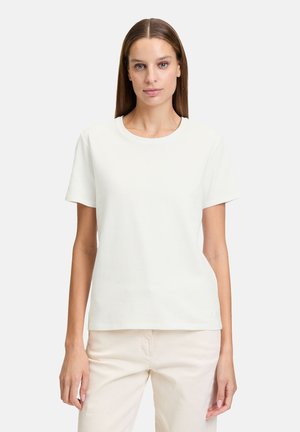 Witte, textuur T-shirt met korte mouwen en een ronde halslijn, met een eenvoudig ontwerp. Lichtgewicht stof en een relaxte pasvorm.