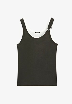 Massimo Dutti, DOUBLE-LAYER STRAPPY TOP WITH JEWEL DETAIL - Top - dark brown