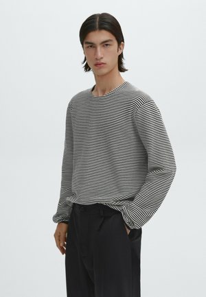 STRIPED - Pullover - mottled dark blue