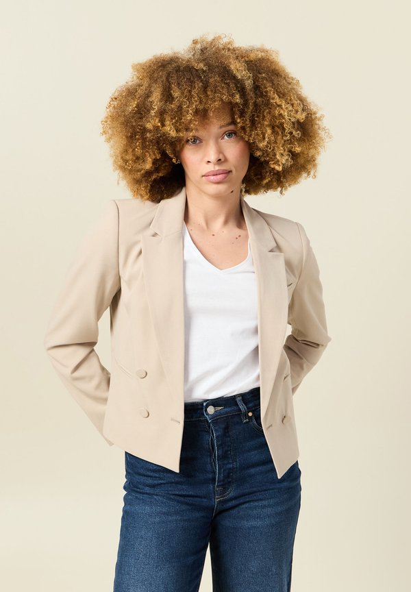 MIT DOPPELTER KNOPFLEISTE - Blazer - beige