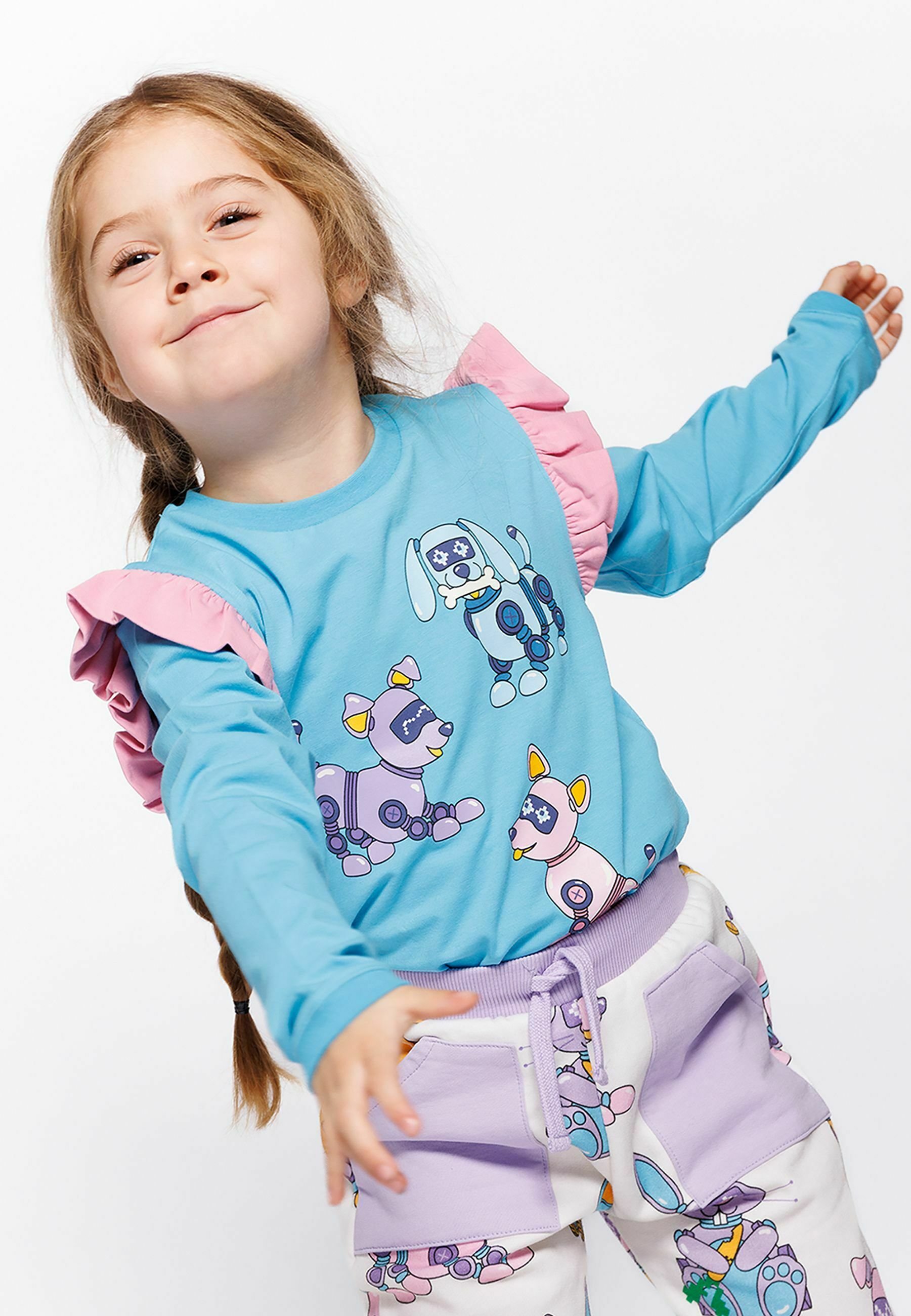 Maglietta per Bambini a Maniche Lunghe con Design Cervo Cognac 140 135