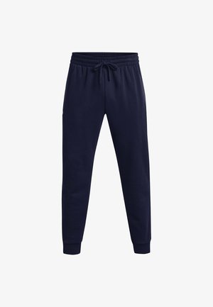 Pantaloni jogger navy realizzati in tessuto morbido, con vita elasticizzata e cordoncino, e polsini a costine alla caviglia.