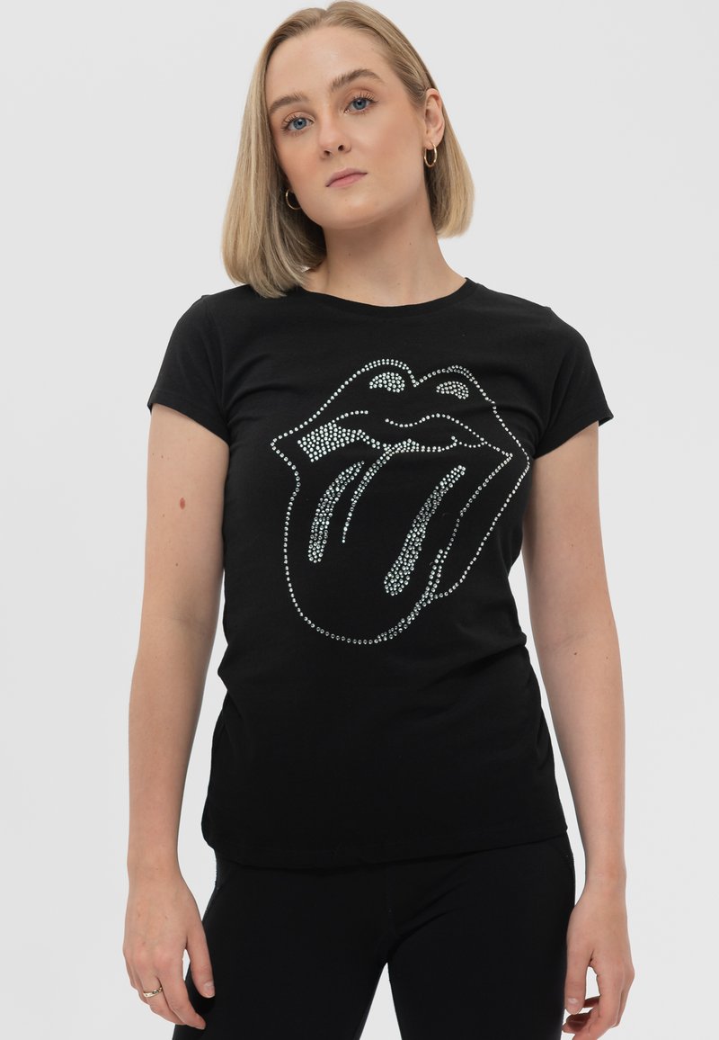 Paradiso Clothing BAND THE ROLLING STONES DIAMANTE TONGUE - Print T-shirt - black