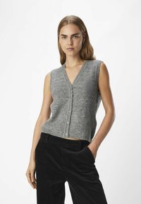 Object WESTE STRICK - Gilet - medium grey melange