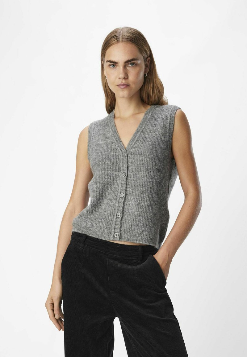 Object WESTE STRICK - Gilet - medium grey melange