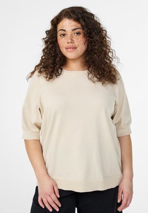 FLASH - FEIN MIT KURZEN ÄRMELN - Navadna majica - pearled ivory