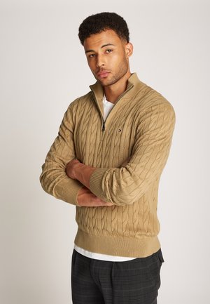 Tommy Hilfiger, CLASSIC CABLE ZIP MOCK - Pullover - safari canvas