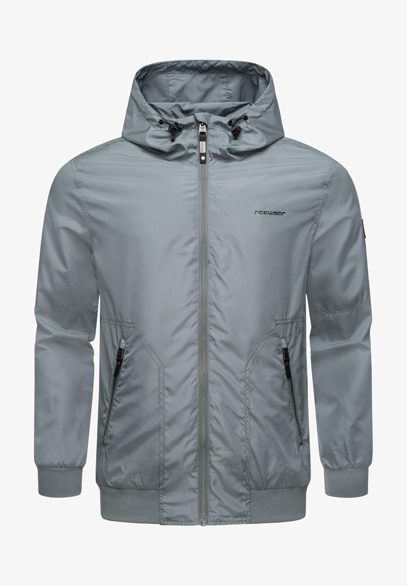 Šviesiai pilkas užtrauktuku užsegamas džemperis su gaubtu, elastingais rankogaliais ir dviem užtrauktukų šoninėmis kišenėmis. Lygus, lengvas audinys su subtiliomis siuvimo detalėmis.