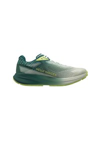 Zapatilla de correr ligera en un degradado de verde y gris. Parte superior de malla transpirable con acentos reflectantes y suela texturizada. Presenta el logo y cordones.
