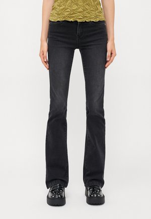 ONLWAUW MID WAIST - Flared Jeans - washed black