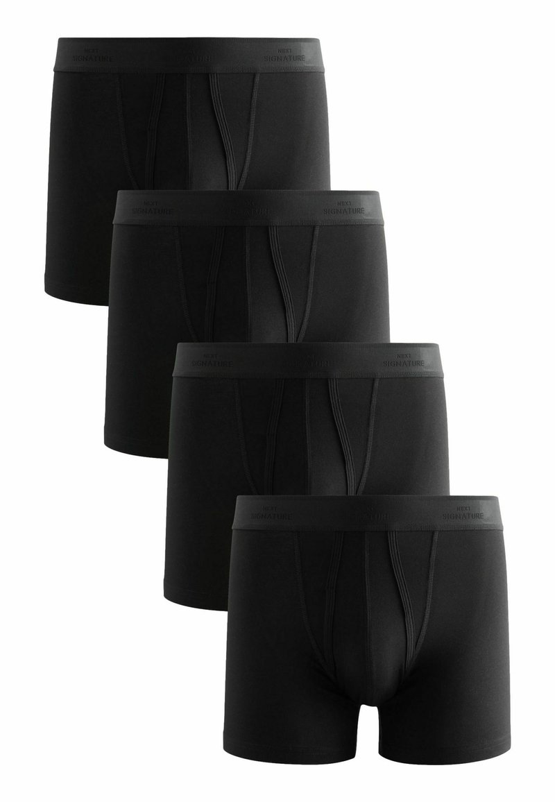 Schwarze Boxer-Shorts mit einem weichen Bund. Hergestellt aus einem Baumwollmix, mit flachen Nähten und einem klassischen Design. Im Vierer-Pack.