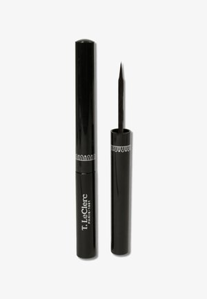 Eyeliner liquido nero in un elegante tubo lucido con una punta applicatrice affilata. L'etichetta presenta testo bianco con un bordo decorativo.