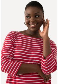 Ulla Popken RAYÉ EN PIMA ENCOLURE BATEAU ET MANCHES - Langarmshirt