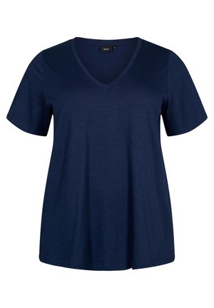 Zizzi SHORT-SLEEVED WITH V-NECK - T-Shirt basic - navy blazer