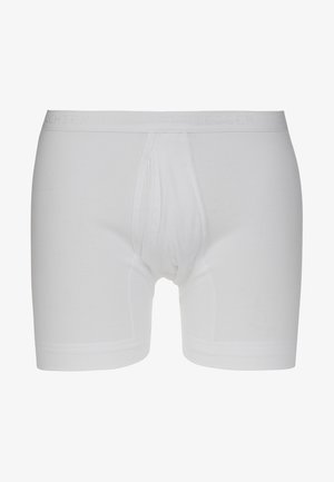 Hvide bomuldsboxerbriefs med en blød, elastisk talje med subtil branding. Glat tekstur og tætsiddende pasform for komfort.