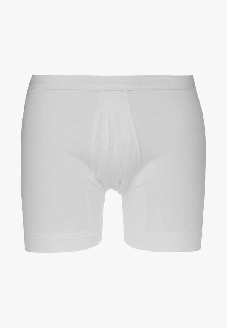 Hvide bomuldsboxerbriefs med en blød, elastisk talje med subtil branding. Glat tekstur og tætsiddende pasform for komfort.