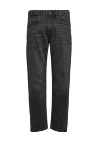 Zwarte denim jeans met een rechte pasvorm, voorzien van een ritssluiting, vijf-pocket ontwerp en subtiele vervaging over de stof.
