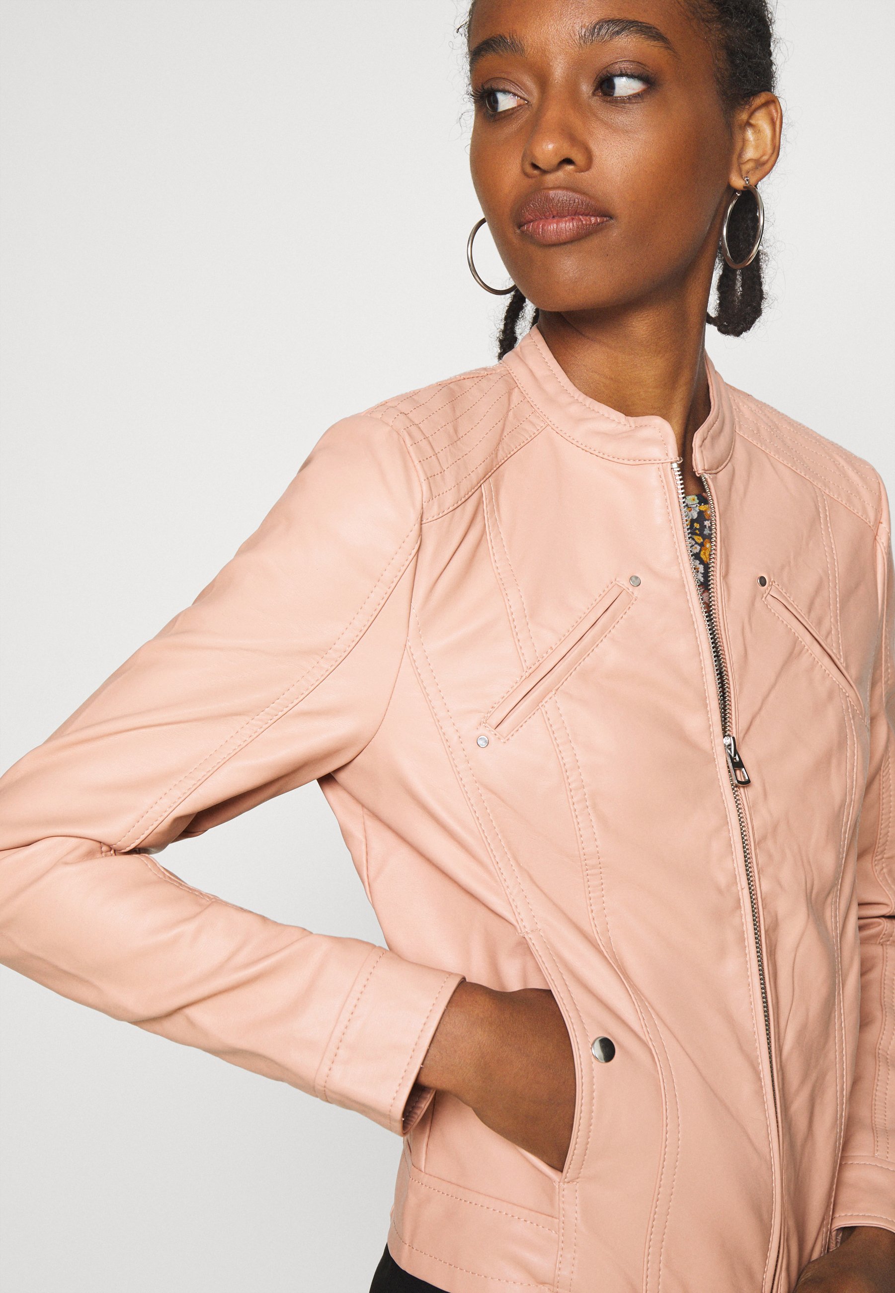 vero moda pink leather jacket