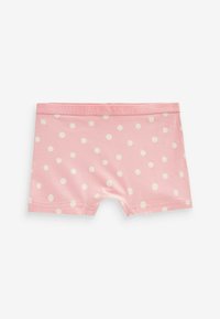 Boxers en coton rose à pois blancs, avec une ceinture douce étiquetée "next" et un design taille mi-haute pour le confort.