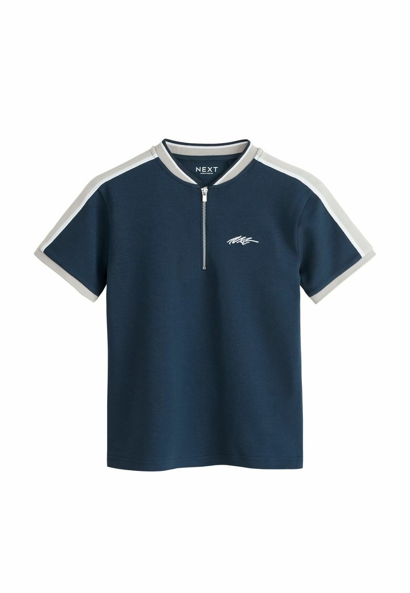 Next REGULAR FIT - ZIP BASEBALL NECK  - Camiseta estampada - navy blue