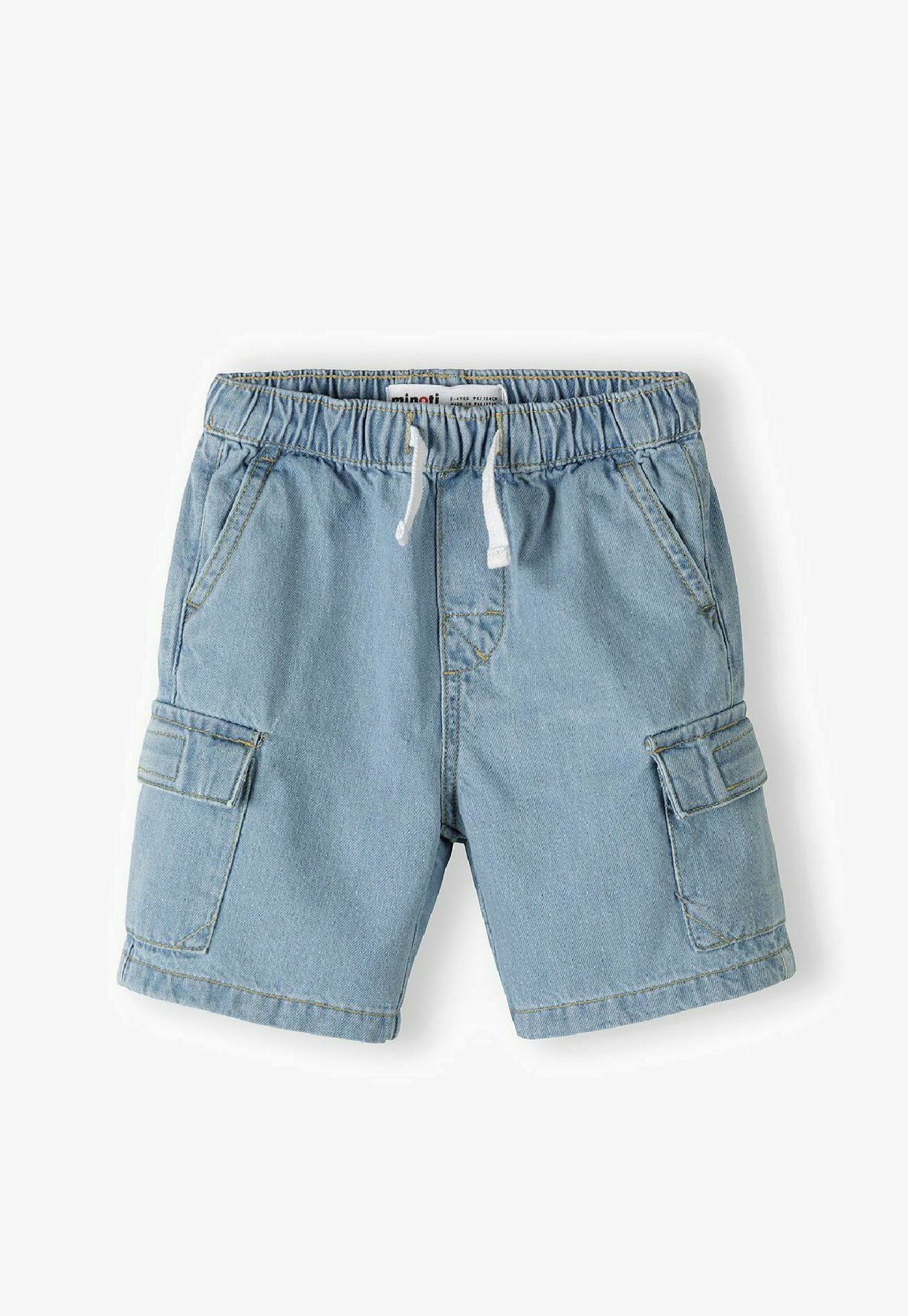 MINOTI CARGO POCKETS AND ELASTIC WAIST Denim shorts light blue