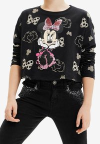 Desigual SEQUINED MINNIE MOUSE - Langarmshirt - black