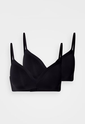 Reggiseni wireless neri con texture liscia, coppe a forma di V, spalline regolabili e design semplice. Set composto da due pezzi.