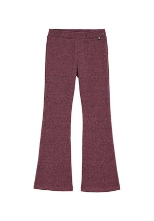 Leggings a zampa d'elefante in un tessuto bordeaux texturizzato, dotati di un cinturino morbido e di un dettaglio di branding discreto. Progettati per comfort e mobilità.