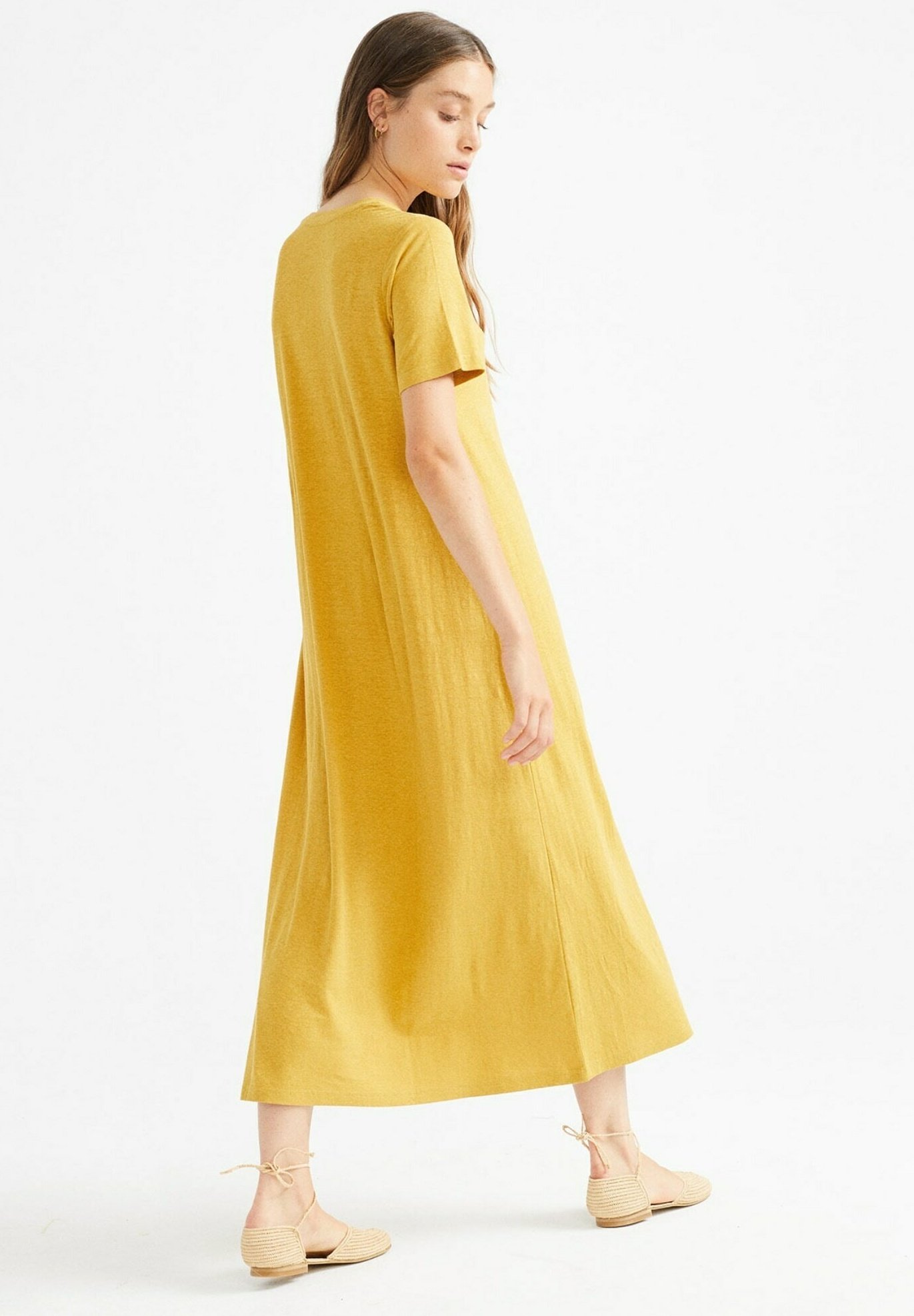 mustard jersey dress