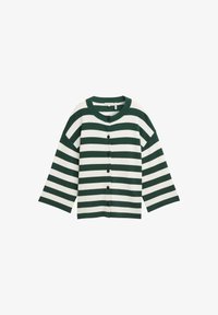 Selected, green offwhite block stripe
