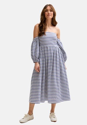 SARA STRIPE BARDOT MIDI  - Jerseykleid - blue