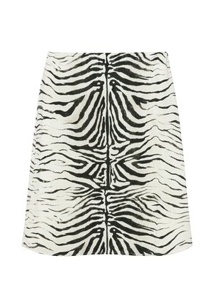 PULL&BEAR, ZEBRA PRINT - MIDI SKIRT - A-Linien-Rock - white