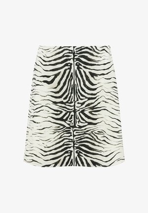 PULL&BEAR, ZEBRA PRINT - MIDI SKIRT - A-Linien-Rock - white