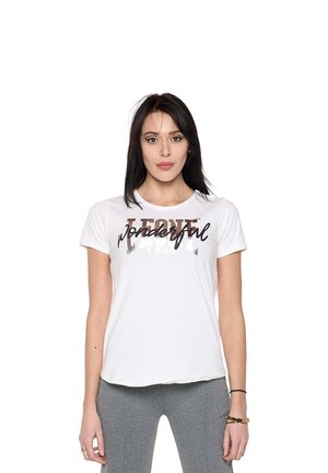LEONE 1947, WOMAN T-SHIRT SHORT SLEEVES PEARL - T-shirt imprimé - off white