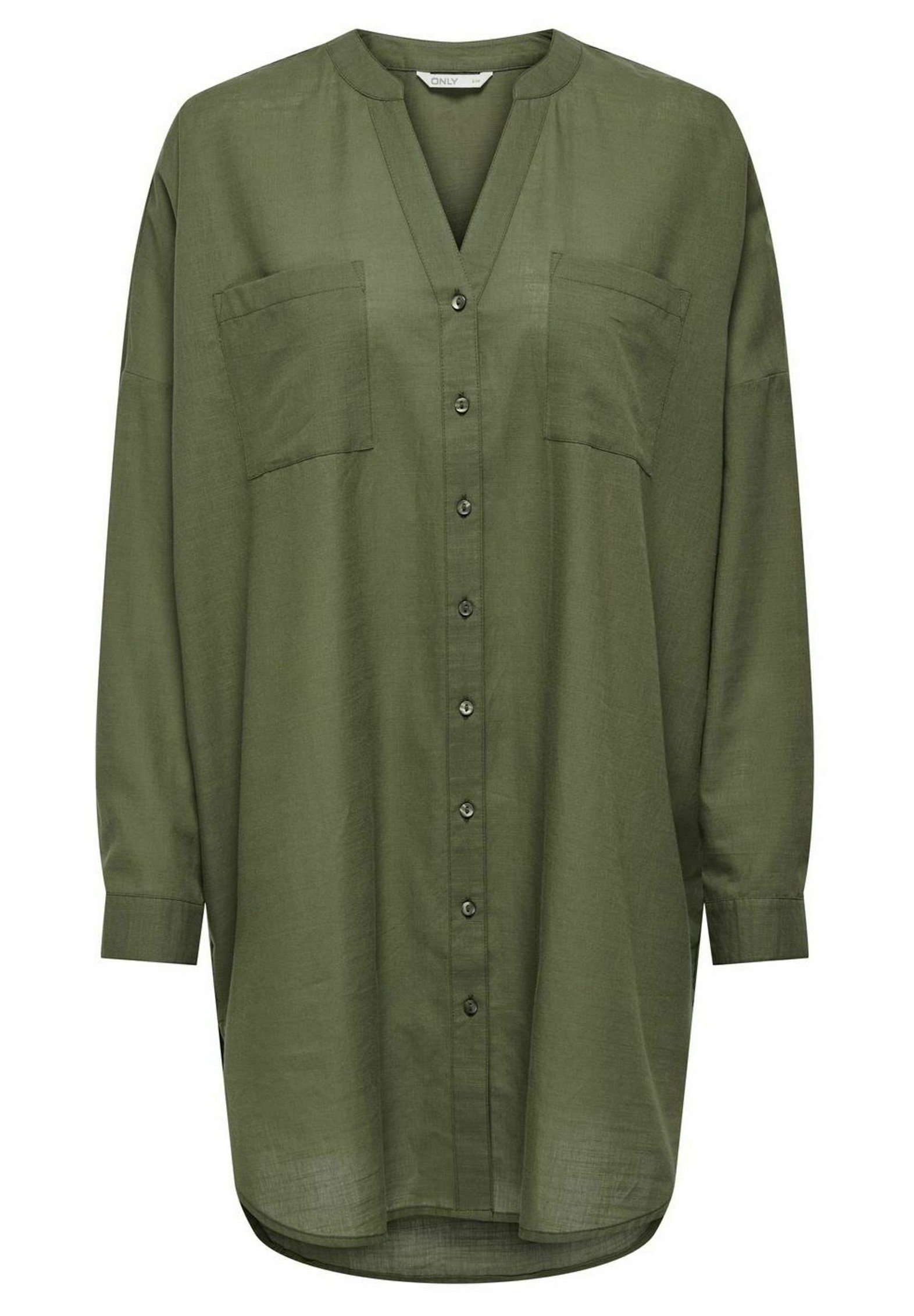 ONLY Damen Langarm Bluse Aus Baumwolle - Lässige Tunika Im Business-Look, Lang Geschnitten