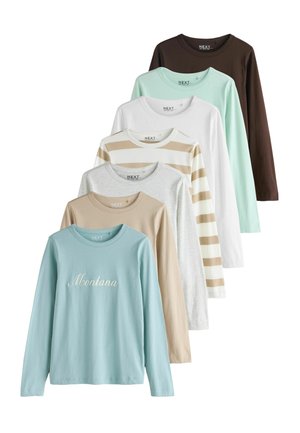 REGULAR FIT - 7 PACK LONG SLEEVE CREW NECK - Pikkade varrukatega topp - pink sage black brown stripe