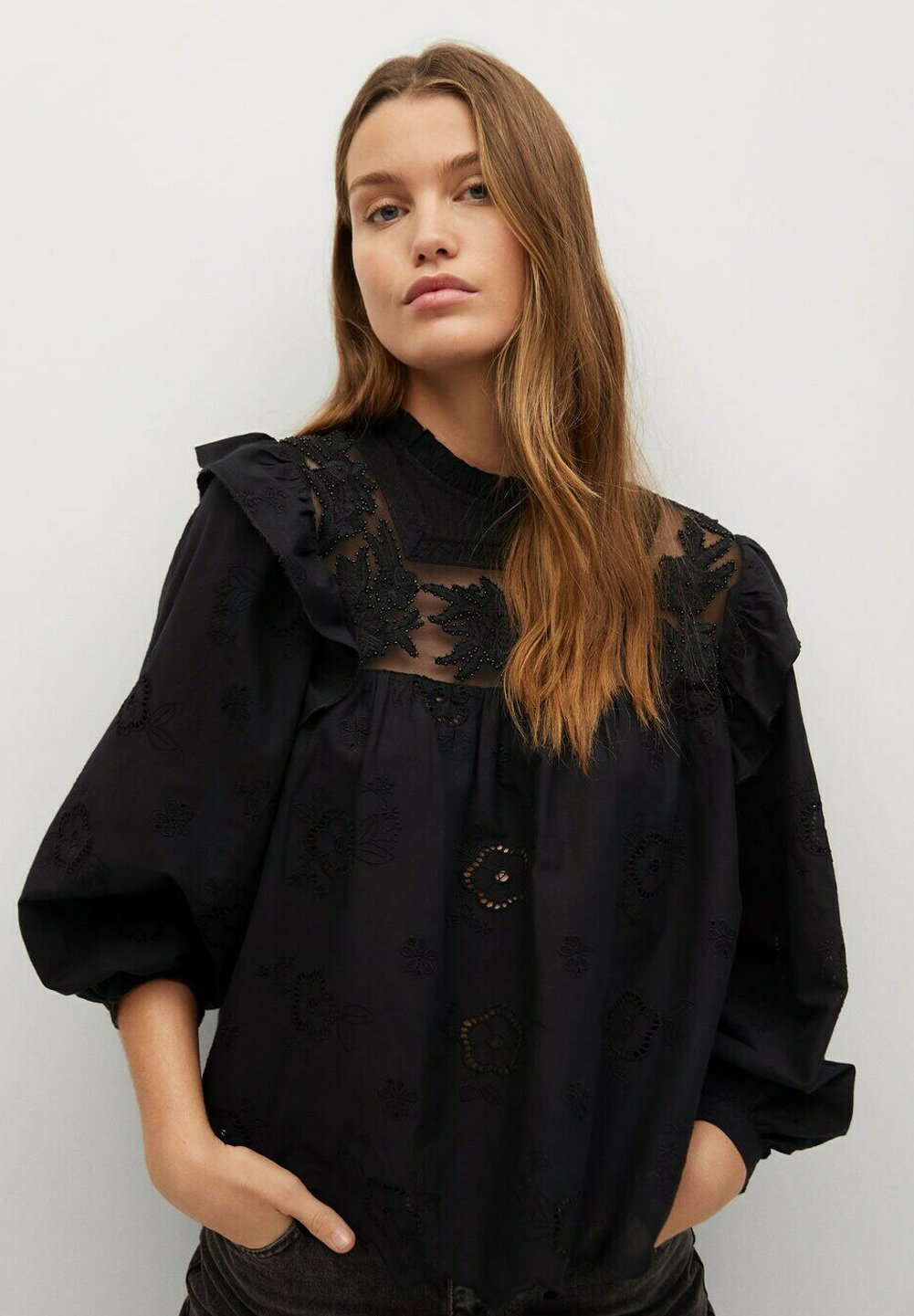 mango black shirt