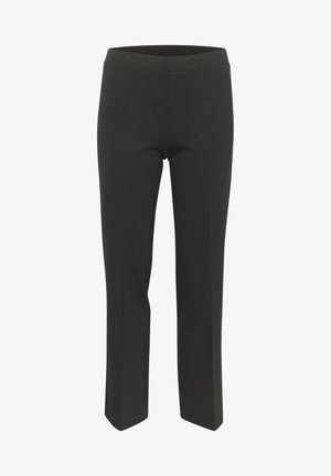 Black stretch leggings with a snug fit, made of soft, textured fabric. Features an elastic waistband and straight leg design.