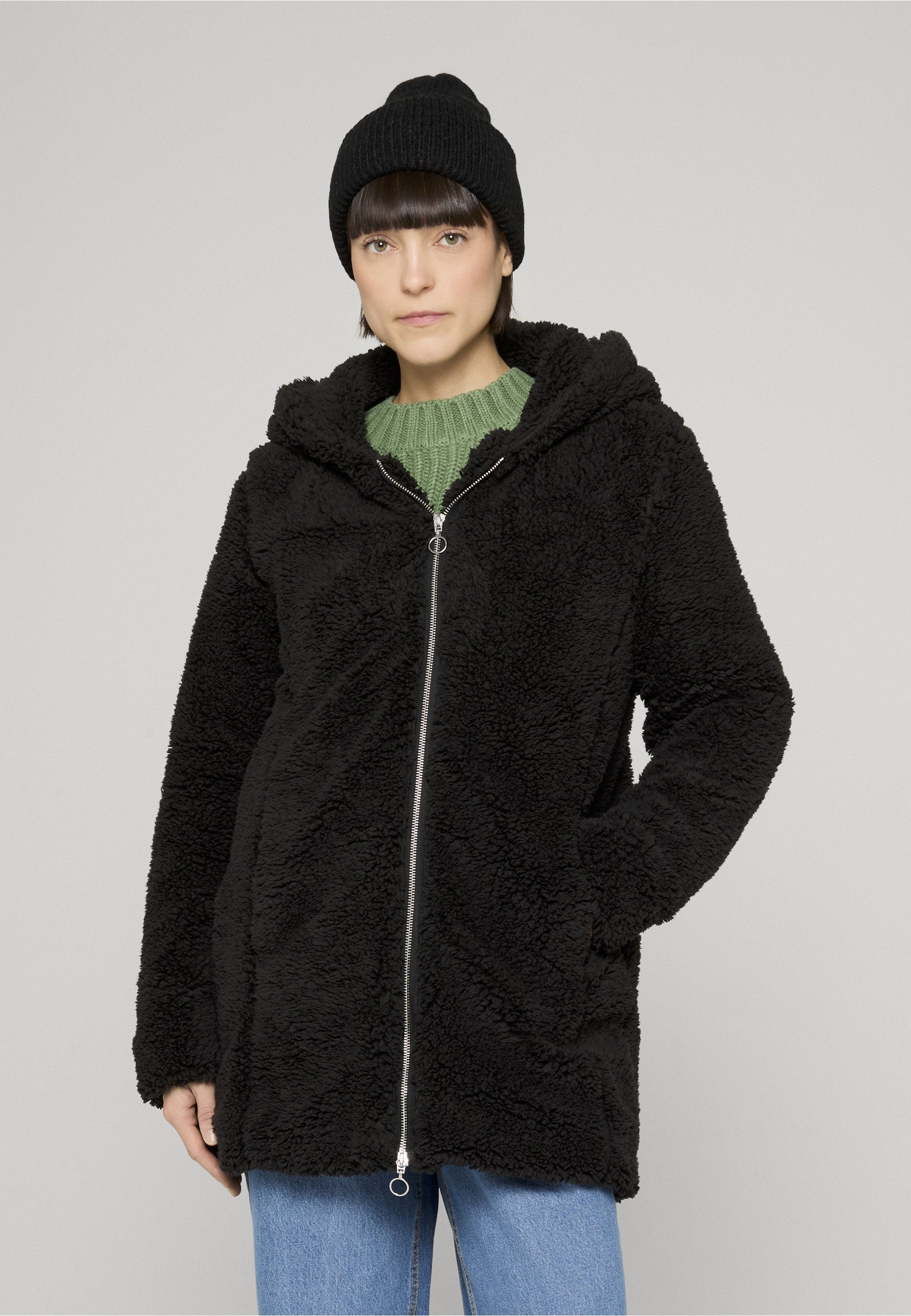 Gants D'hiver Urban Classics - Nylon Et Sherpa - Noir/Blanc Cassé - Unisexe Adulte - Neuf étiqueté