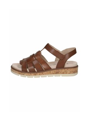 Sandalen met sleehak - cognac nappa