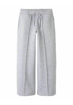 Ljust grå vida sweatpants i mjukt, strukturerat tyg, med elastisk midja med dragsko och sidofickor.
