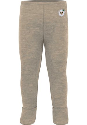 MERINO STRAMPELHOSE MIT FUSS LEGGINGS  LANGE UNTERHOSE THERMOUNTERHOSE AUS MERINOWOLLE - Strumpfhose - beige