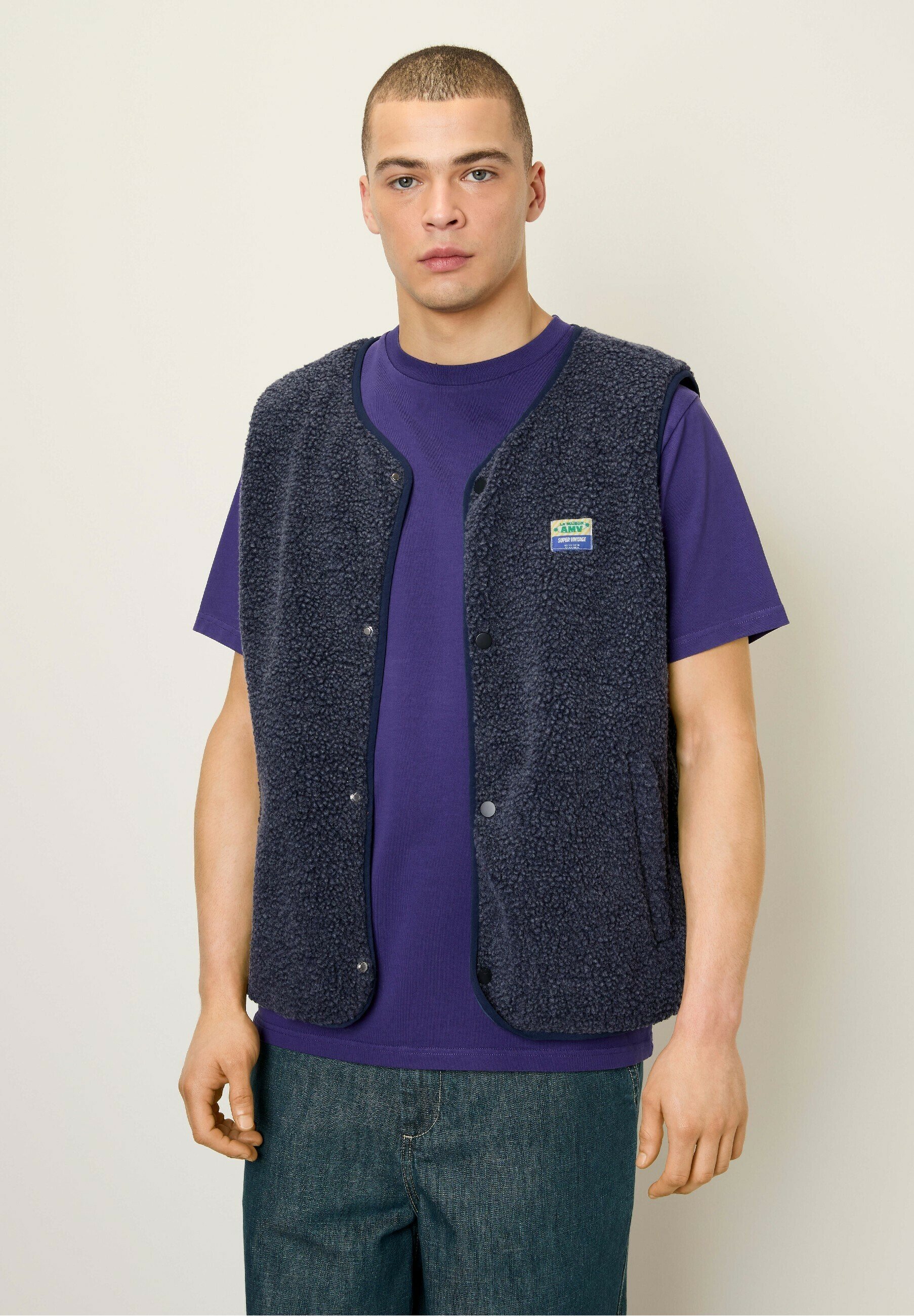 American Vintage HOKTOWN - Waistcoat - astre chine/blue-black