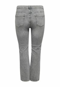 Jean en denim gris avec une coupe droite, comprenant deux poches arrière et une texture subtile. Aucune marque visible ni détail de quincaillerie.